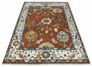 9x12 Antique Hand Knotted Rust and Ivory Traditional Vintage Persian Oushak Wool Rug | TRDCP975912