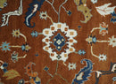 9x12 Antique Hand Knotted Rust and Ivory Traditional Vintage Persian Oushak Wool Rug | TRDCP975912