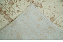 9x12 Fine Hand Knotted Beige and Brown Traditional Vintage Style Wool and Silk Rug