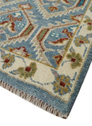 9x12 Hand Knotted Antique Blue, Beige and Rust Traditional Persian Oushak Wool Rug | TRDCP714