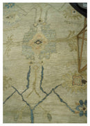 9x12 Hand Knotted Beige and Blue Traditional Vintage Persian Style Antique Wool Rug | TRDCP818
