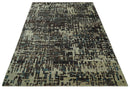 9x12 Hand Knotted Beige and Brown Modern Abstract Contemporary Recycled Silk Area Rug