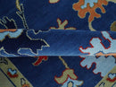 9x12 Hand Knotted Blue and Beige Colorful Oushak Wool Area Rug