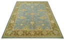 9x12 Hand Knotted Blue and Brown Traditional Antique Style Wool Area Rug