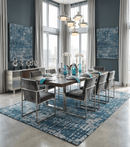 9x12 Hand Knotted Blue and Silver Modern Abstract Contemporary Recycled Silk Area Rug