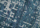 9x12 Hand Knotted Blue and Silver Modern Abstract Contemporary Recycled Silk Area Rug