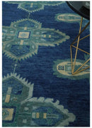 9x12 Hand Knotted Blue and Silver Traditional Antique Style Wool Rug