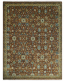 9x12 Hand Knotted Brown and Beige Traditional Floral Wool Area Rug