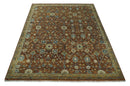 9x12 Hand Knotted Brown and Beige Traditional Floral Wool Area Rug