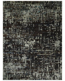 5x8 and 9x12 Hand Knotted Silver, Charcoal and Brown Modern Abstract  Recycled Silk Area Rug