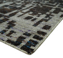 5x8 and 9x12 Hand Knotted Silver, Charcoal and Brown Modern Abstract  Recycled Silk Area Rug