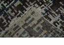 5x8 and 9x12 Hand Knotted Silver, Charcoal and Brown Modern Abstract  Recycled Silk Area Rug