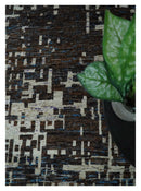 5x8 and 9x12 Hand Knotted Silver, Charcoal and Brown Modern Abstract  Recycled Silk Area Rug