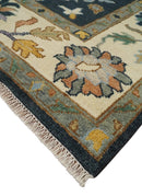 9x12 Hand Knotted Charcoal and Ivory Oushak Traditional Persian Vintage Wool Rug | TRDCP789912