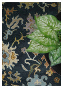 9x12 Hand Knotted Charcoal and Ivory Oushak Traditional Persian Vintage Wool Rug | TRDCP789912