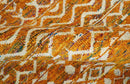 9x12 Hand Knotted Gold and White Modern Contemporary Southwestern Tribal Trellis Recycled Silk Area Rug