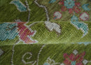 9x12 Hand Knotted Green, Silver and Maroon Traditional Wool Area Rug