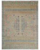 9x12 Hand Knotted Heriz Serapi Peach, Beige and Blue Area Rug