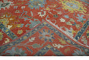 9x12 Hand Knotted Peach and Gray Traditional colorful Oushak Wool Rug