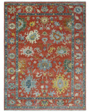 9x12 Hand Knotted Peach and Gray Traditional colorful Oushak Wool Rug
