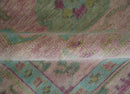 9x12 Hand Knotted Pink, Aqua and Purple Vibrant colorful Oushak Wool Area Rug