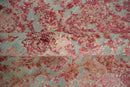 9x12 Hand Knotted Red and Pink Modern Carved Pattern Antique Wool and Silk Area Rug