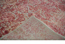 9x12 Hand Knotted Red and Pink Modern Carved Pattern Antique Wool and Silk Area Rug