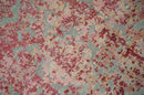 9x12 Hand Knotted Red and Pink Modern Carved Pattern Antique Wool and Silk Area Rug