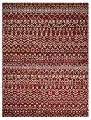 9x12 Hand Knotted Maroon and White Modern Contemporary Southwestern Tribal Trellis Recycled Silk Area Rug