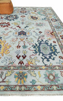 9x12 Modern Oushak Hand Knotted Persian Gray, Brown and Teal Colorful Wool Area Rug | TRDCP924912