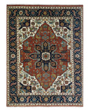 9x12 Premium Fine Hand Knotted Blue, Brown and Ivory Traditional wool Area Rug