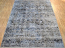 Gray Transitional Design Hand Knotted Wool and Bamboo Silk 9x12 Area Rug