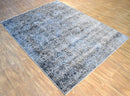 Gray Transitional Design Hand Knotted Wool and Bamboo Silk 9x12 Area Rug