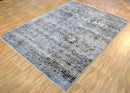 Gray Transitional Design Hand Knotted Wool and Bamboo Silk 9x12 Area Rug