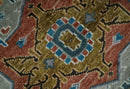 9x12 Rust, Silver, Blue and Ivory Hand Knotted Traditional Heriz Serapi Wool Area Rug