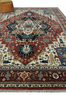 9x12  Traditional Fine Premium Ivory, Black and Brown Hand knotted wool Area Rug