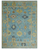 9x12 Wool Traditional Persian Blue and Beige Hand knotted Oushak Area Rug | TRDCP1094912