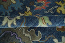 9x12 Wool Traditional Persian Blue and Gray Vibrant Colorful Hand knotted Oushak Area Rug | TRDCP1365912