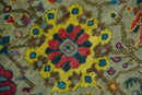 9x12 Wool Traditional Persian Olive and Blue Vibrant Colorful Hand knotted Oushak Area Rug | TRDCP1098912S