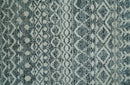 9x13 Hand Knotted Ivory and Teal Blue Modern Contemporary Southwestern Tribal Trellis Recycled Silk Area Rug