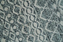 9x13 Hand Knotted Ivory and Teal Blue Modern Contemporary Southwestern Tribal Trellis Recycled Silk Area Rug