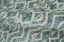 9x13 Hand Knotted Ivory and Teal Blue Modern Contemporary Southwestern Tribal Trellis Recycled Silk Area Rug