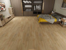 Modern bedroom with wooden flooring, bed, and shelves. A-06VH