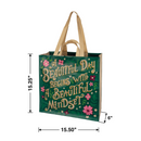 A Beautiful Day Begins With A Beautiful Mindset Floral Market Tote Bag | 15.50" x 15.25" x 6"