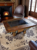 Barrel Coffee Table With Removable Glass Top - Wine/Whiskey/Bourbon Barrel Storage Table - Rustic Furniture