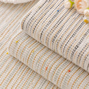 Boho Couch Cover with Knitted Stripes, Chiffon Skirt & Pom Fringe, Pet-Friendly Throw