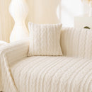 Thick Cozy 3D Cable Sofa Throw Cover, Plush Jacquard Warm Fleece Throw Blanket