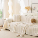 Thick Cozy 3D Cable Sofa Throw Cover, Plush Jacquard Warm Fleece Throw Blanket