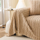 Thick Cozy 3D Cable Sofa Throw Cover, Plush Jacquard Warm Fleece Throw Blanket
