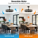 26" Modern DC Motor Downrod Mount Reversible Crystal Ceiling Fan with Lighting and Remote Control